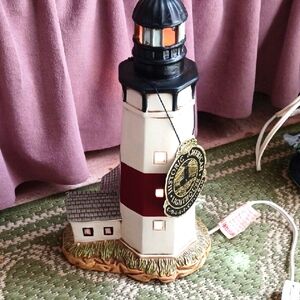 Historic American 👑 Montauk Ceramic Lighthouse Lamp Design Beautiful! ⚜️